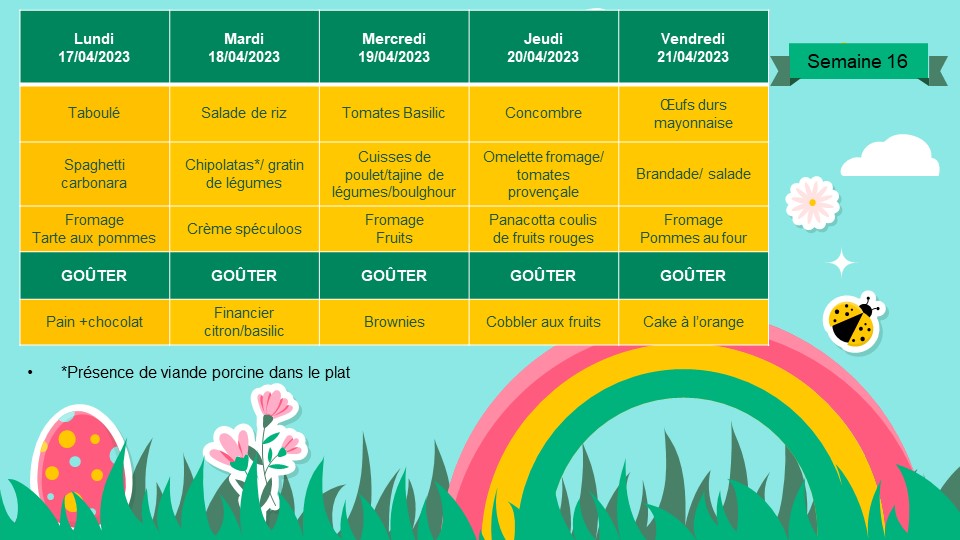 menus S16