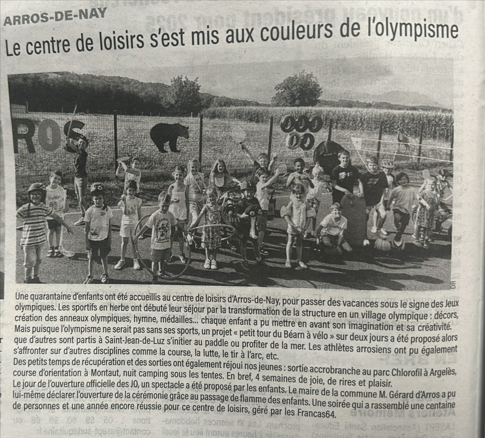 Petit retour, via la République des Pyrénées du 12 août, sur les activités estivales du centre de loisirs éducatif d’Arros-de-Nay.